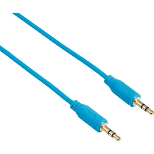 Cablu audio hama flexi-slim 135781, 2 x jack 3.5 mm, 0.75 m, albastru