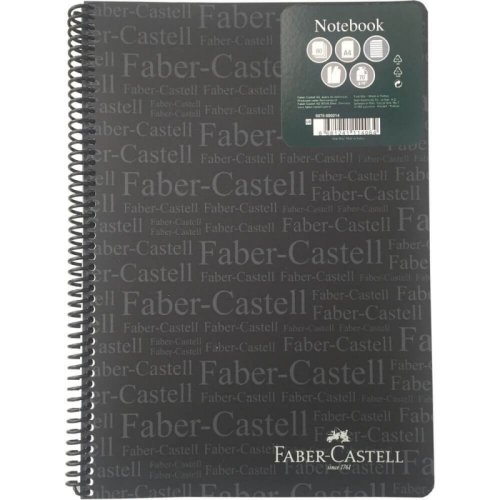 Caiet dictando a4 spiralat 80 file faber-castell, coperta neagra de plastic