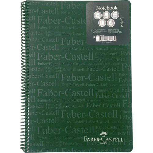 Caiet dictando a4 spiralat 80 file faber-castell, coperta verde inchis de plastic