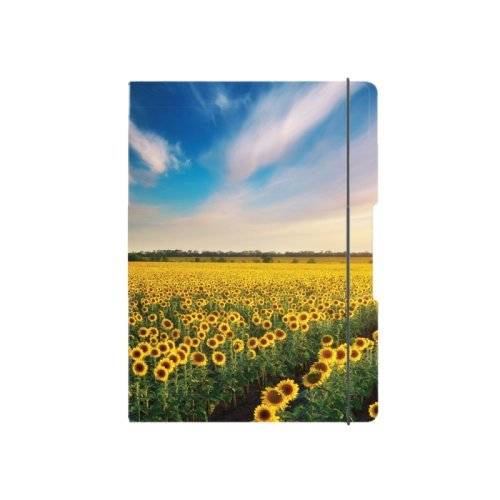Caiet my.book flex a5 40f 70gr, patratele, coperta sunflowers, elastic galben