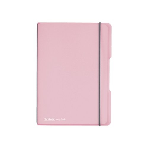 Caiet my.book flex a5 40f 80gr patratele, coperta roz transparenta, elastic gri