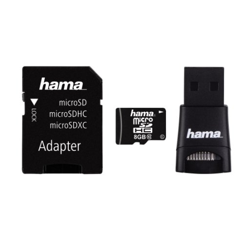 Card de memorie hama micro sdhc, 8gb, clasa 10 + adaptor + cititor carduri