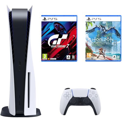 Consola ps5 sony b chassis 825gb, gran turismo 7, horizon forbidden west