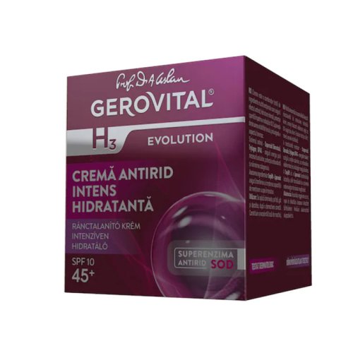 Crema antirid gerovital h3 evolution, intens hidratanta, de zi cu spf10, 50 ml