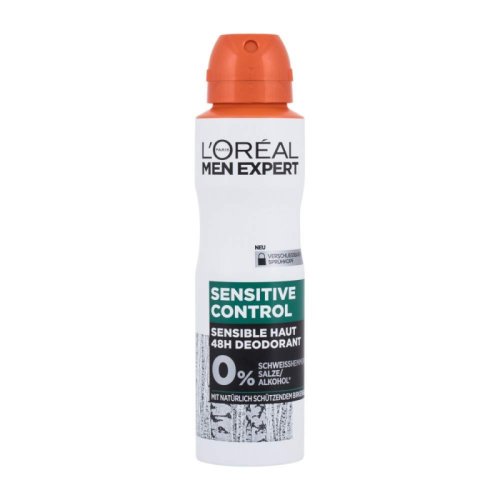 Deodorant antiperspirant l’oreal men expert sensitive control, 150 ml, 0% alcool, protectie 48h
