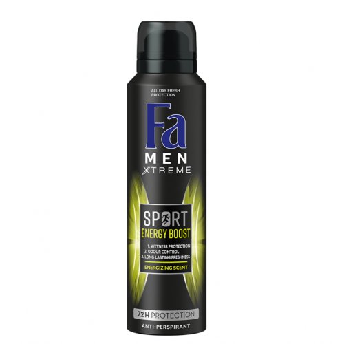 Deodorant spray fa men sport energy boost, 150 ml, protectie pana la 72h, parfum energizant