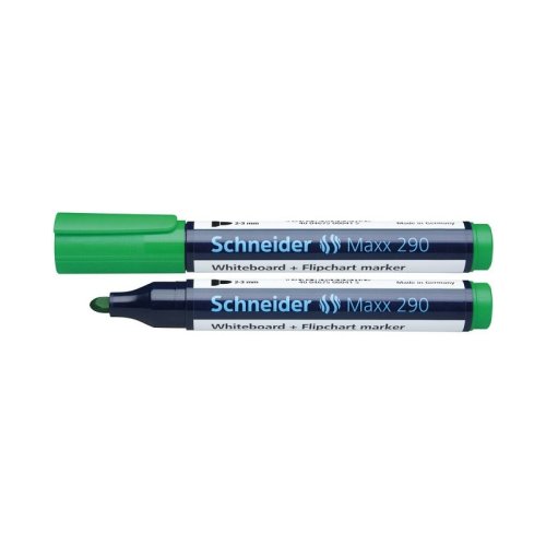Marker schneider maxx 290, pentru tabla de scris+flipchart, varf rotund 2-3mm - verde