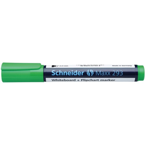 Marker schneider maxx 293, pentru tabla de scris+flipchart, varf tesit 2-5mm - verde