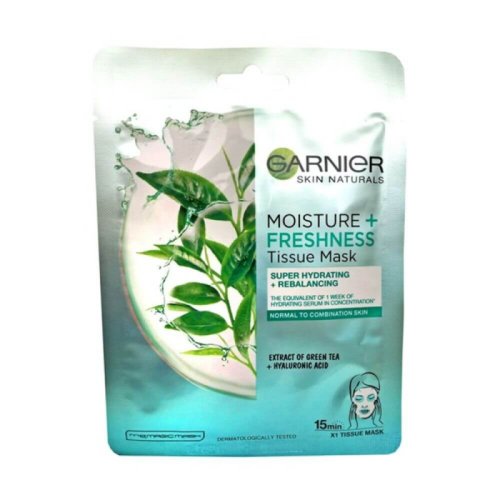 Masca servetel garnier skin naturals moisture & freshness cu ceai verde, 28 g