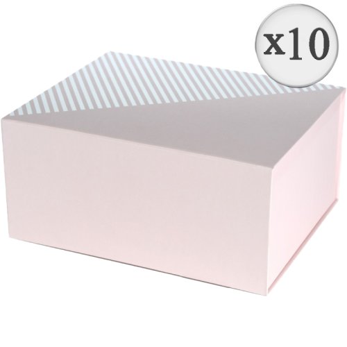 Quasar&co. Set 10 cutii cadouri, quasar & co.®, pliabile, inchidere magnetica, carton 2 mm, 19 x 13.5 x 11.5 cm, roz pal