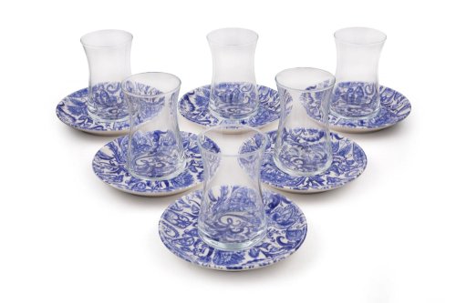 Set de cani de ceai tea cup set d7, albastru inchis, 25x10x35 cm