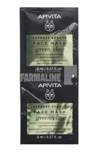 Apivita express beauty masca argila verde curatare pentru ten gras 2 bucati 8 ml