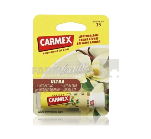 Carmex balsam reparator pentru buze uscate si crapate spf15+ aroma vanilie 4,25 g