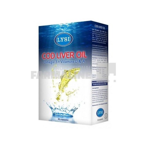 Cod liver oil ulei de ficat de cod cu omega 3 cu vitamina d si a 80 capsule