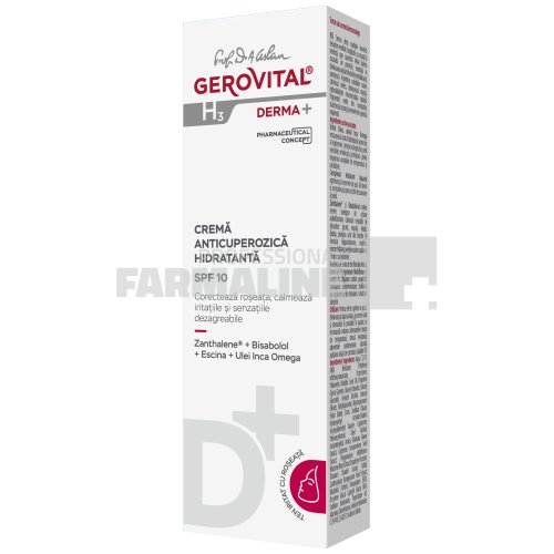 Gerovital h3 derma+ crema anticuperozica hidratanta spf10 50 ml