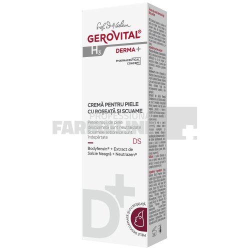 Gerovital h3 derma+ crema pentru piele cu roseata si scuame 50 ml