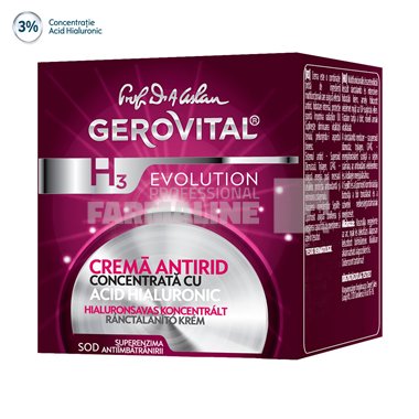 Gerovital h3 evolution crema antirid concentrata cu acid hialuronic 50 ml