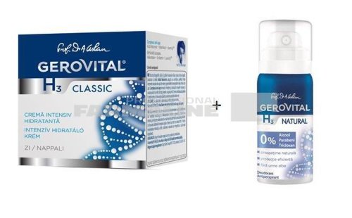 Gerovital pachet h3 crema intens hidratanta 50 ml + deodorant spray natural 150 ml 