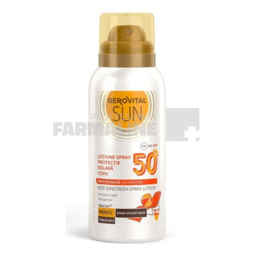 Gerovital sun lotiune spray protectie solara copii spf50+ 100 ml