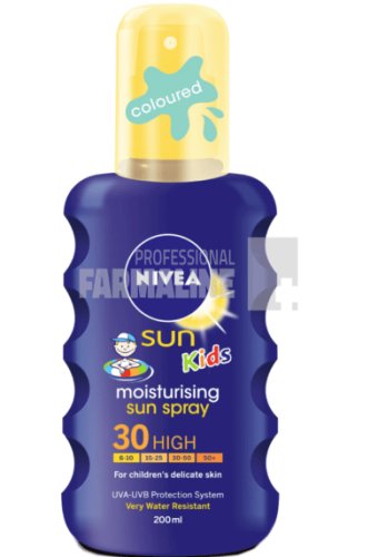 Nivea 85403 sun kids moisturising spray colorat protectie solara pentru copii spf30+ 200 ml