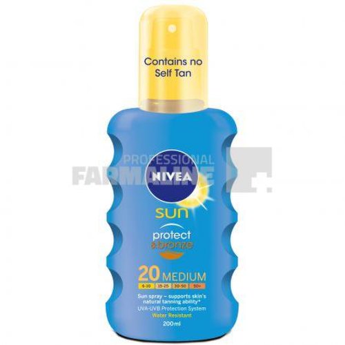 Nivea 85442 sun protect   bronze spray protectie solara si bronzare spf20 200 ml