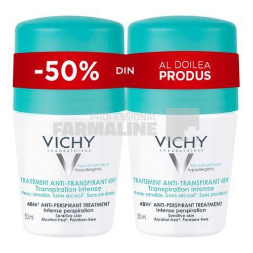 Vichy pachet deodorant roll-on anti- transpirant cu parfum 50 ml 1 + 1 