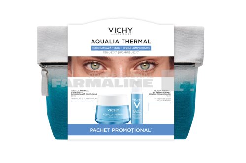 Vichy trusa aqualia thermal riche crema rehidratanta cu acid hyaluronic ten uscat 50 ml + aqualia thermal balsam hidratant pentru zona ochilor cu efect revigorant 15 ml