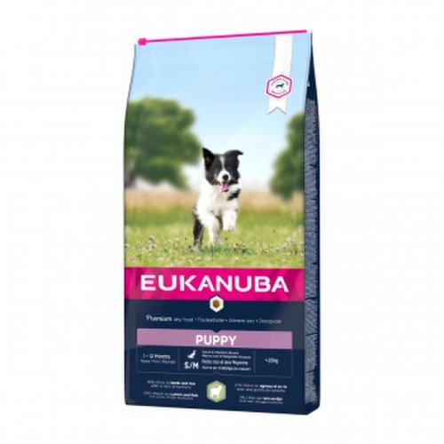Eukanuba basic puppy s-m, miel și orez, hrană uscată câini junior, 12kg