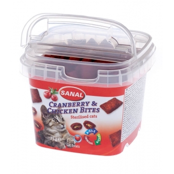 Sanal cat cranberry & chicken bites cup, 75 g