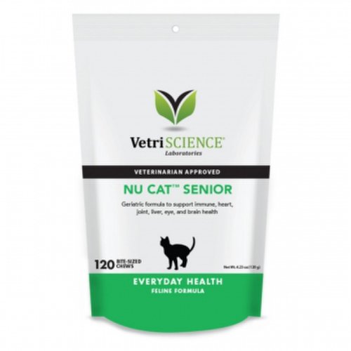 Vetriscience Vetri science nu-cat senior, bite-sized chews, multivitamine pisici senior, 30cpr masticabile