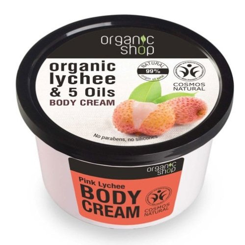 Crema de corp delicioasa cu fructe lychee si 5 uleiuri esentiale, organic shop body cream, ingrediente 99% naturale, 250 ml