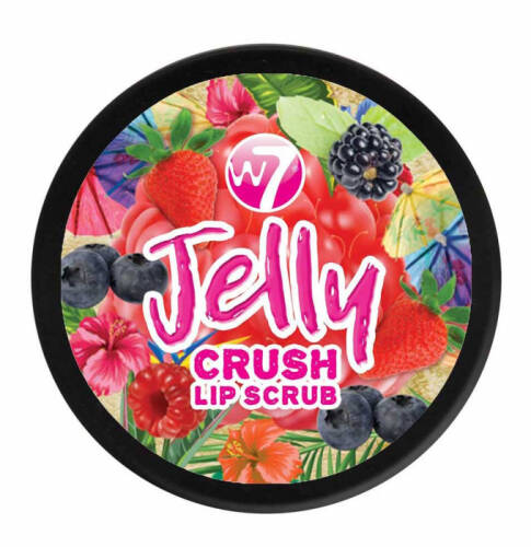 Exfoliant pentru buze W7 jelly crush lip scrub pot, juicy blast berry, 6 g