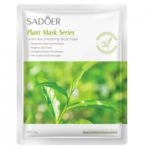 Masca textila pentru ten cu ceai verde sadoer, anti-sebum si anti-inflamatoare, 25 g