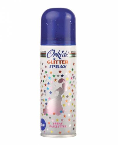 Spray stralucitor albastru inchis pentru par si corp orkide glitter spray 90 ml
