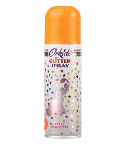 Spray stralucitor portocaliu pentru par si corp orkide glitter spray 90 ml