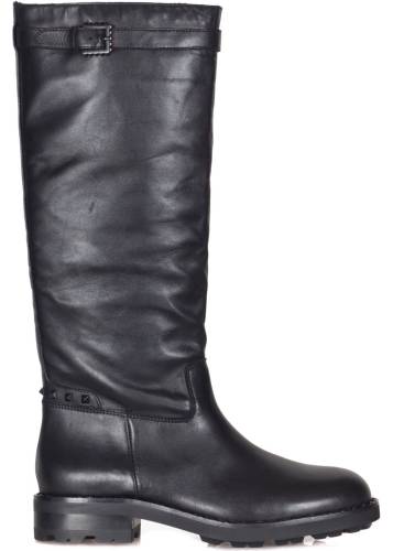 Ash leather boots black