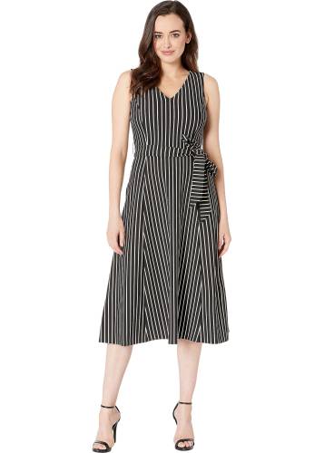 Calvin Klein striped a-line dress black/white