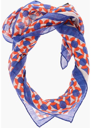 Corneliani geometric patterned square foulard blue