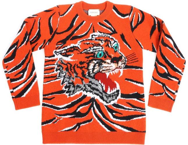 Gucci orange pullover with tiger embroidery orange