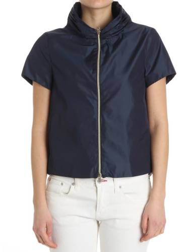 Herno blue flared jacket with short sleeves blue