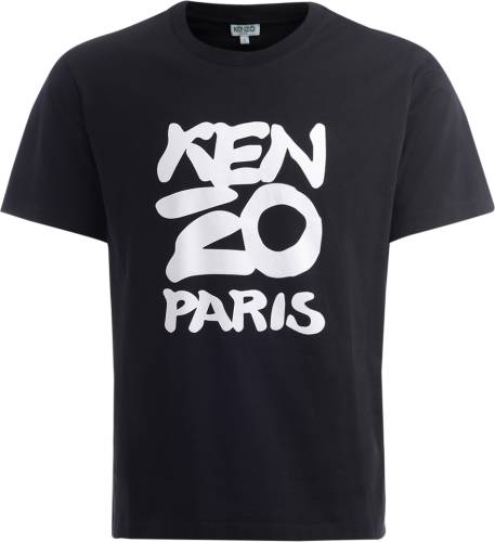 Kenzo paris black cotton t shirt with front logo black