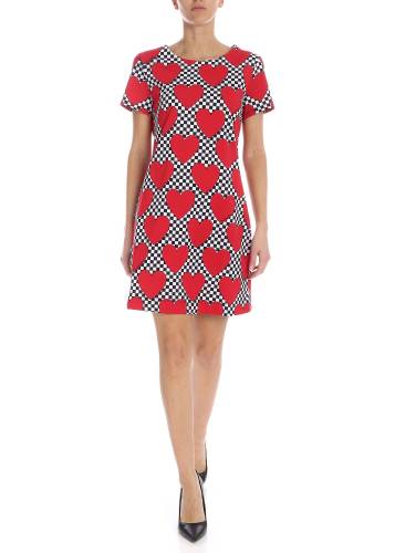 Love Moschino hearts checkered print dress red