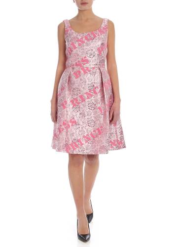 Moschino jacquard dress in pink with silk ribbon pink