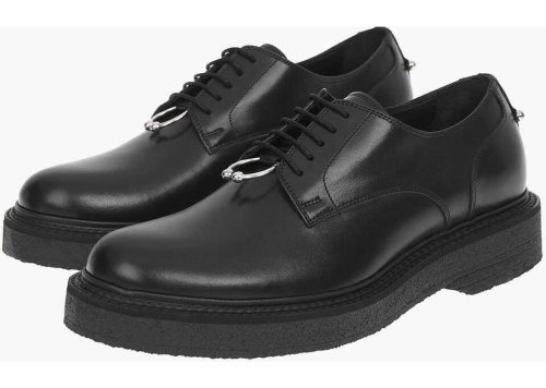 Neil barrett leather monogram derby shoes with pierced black