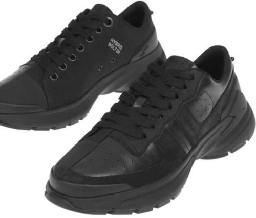 Neil barrett solid color leather and fabric hybrid bolt 09 sneakers black