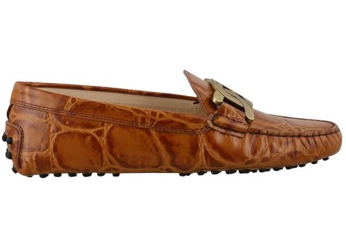 Tod's kate crocodile print loafers in brown brown