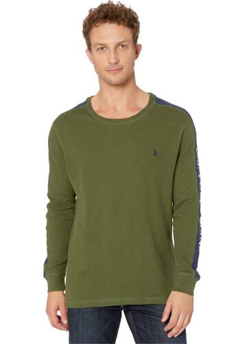 U.s. Polo Assn. arm color block thermal crew rifle green