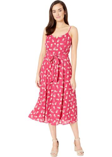 Vince Camuto sleeveless ditsy floral getaway belted dress wildhibiscus