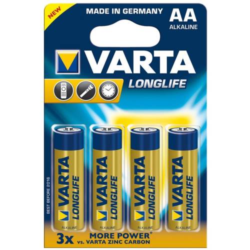 Baterie Varta alkaline bava 4106 long, r6 (aa,) 4 bucati longlife