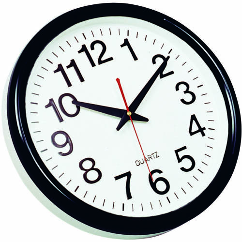 Ceas de perete, d-28 cm, cifre arabe, cadran alb, rama plastic neagra, Q-connect tokyo